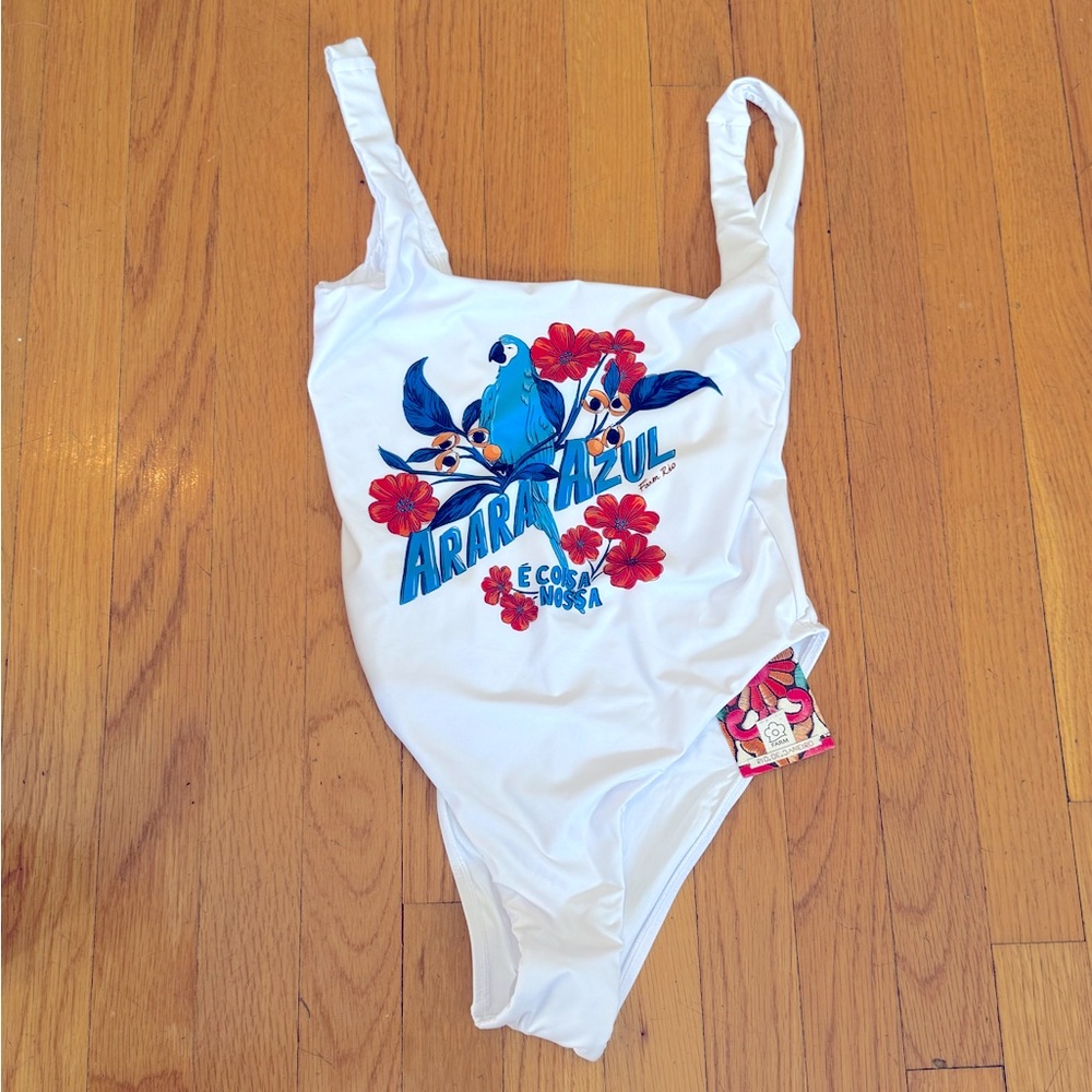 FARM RIO Parrot Graphic High Leg One Piece Swimsuit -  Women’s Size Small - New - Picture 4 of 9